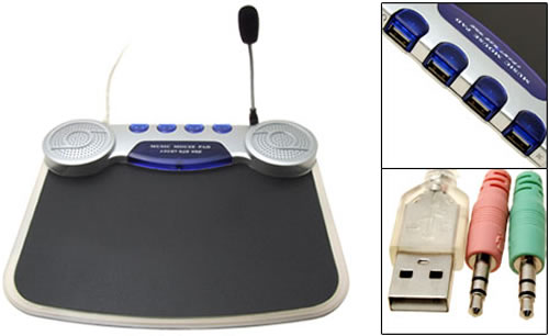 Mousepad with Speakers, Mic and USB Hub