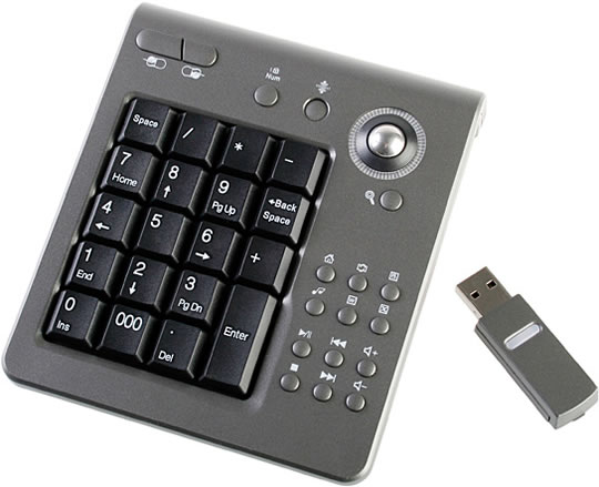 Wireless USB Keypad with Trackball