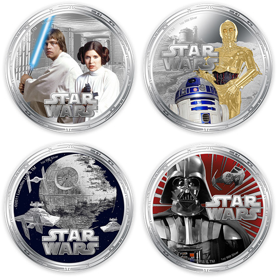 Star Wars OFFICIAL Silver Plated Coin Set with Motion Sensor Sound Storage Case 