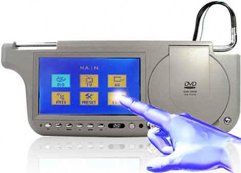Sun Visor with Touchscreen DVD, TV and Radio