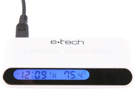 4-Port USB Hub with Clock and Thermometer