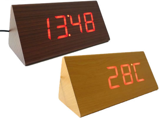 Triangle LED Wooden Clock