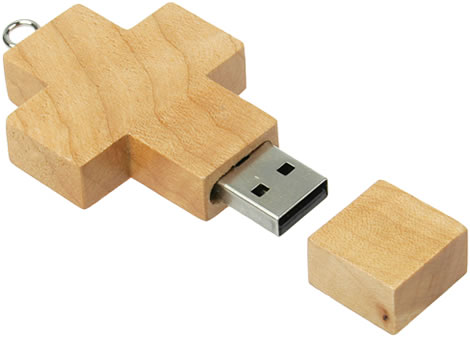 Wooden Cross USB Memory Strap