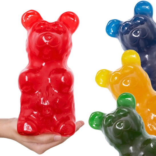 The giant gummy bear weighs 5 pounds and has an amazing 12,600 calories. 